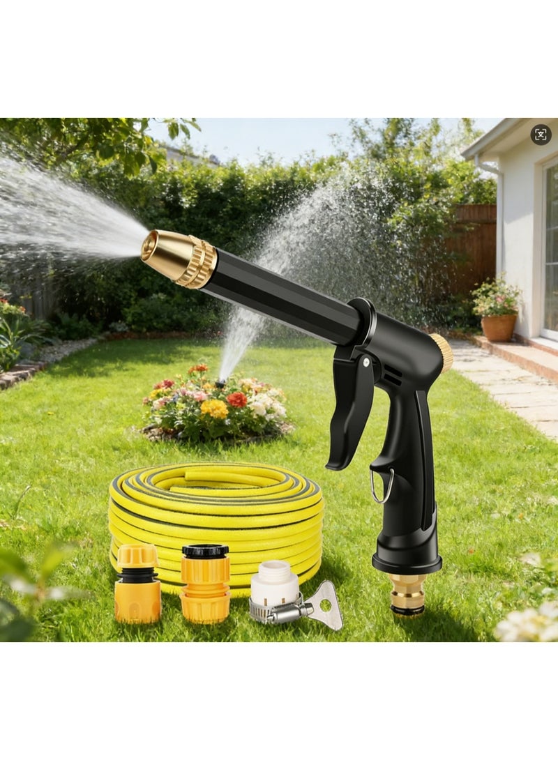 WINSEE Garden hose, 20-meter thick hose, durable hose, suitable for watering lawns, gardens and patios, as well as outdoor cleaning, household high-pressure water gun head, car wash adjustable nozzle, powerful water spray for gardens and flower gardens, patio cleaning tool with hose. - Image 2